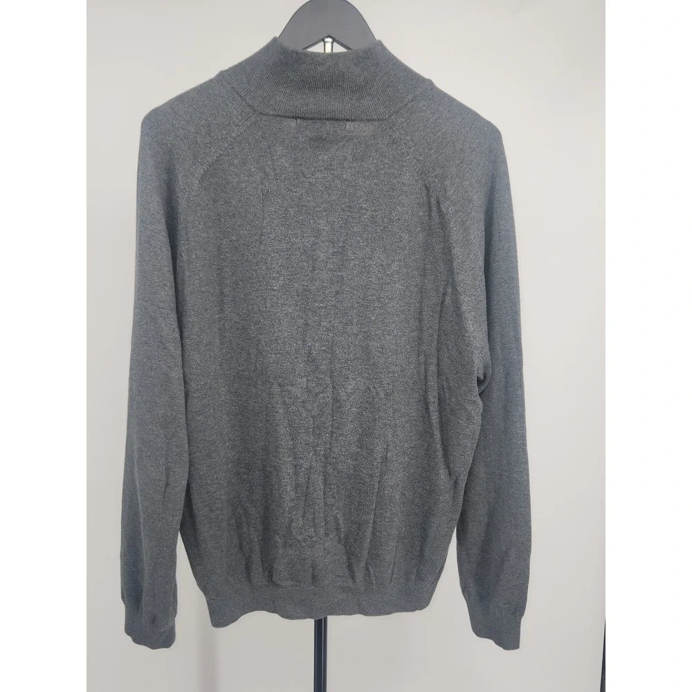 Eddie Bauer Mens Gray Supima Pima Cotton Quarter Zip Pullover Sweater Size M
